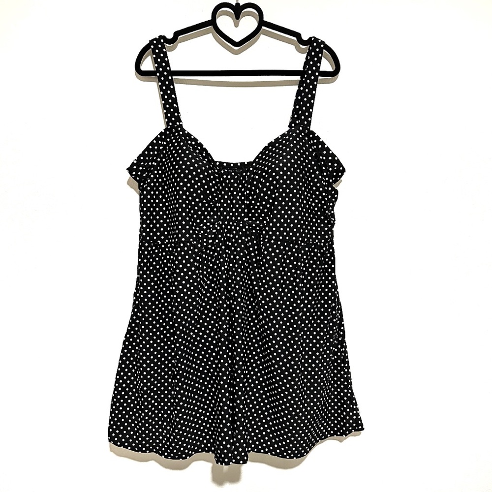 Evans by City Chic Black White Polka Dot One Piece Swimsuit Dress Plus Sz 22